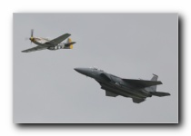 TF-51D Mustang, The Fighter Collection<br>F-15E Strike Eagle, 494th FS, USAF