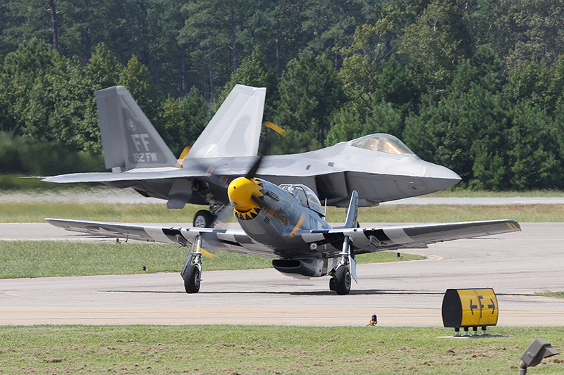 F-22A Raptor, 94th FS, USAF<br>P-51D Mustang <i>Little Horse</i>