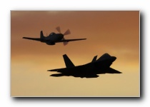 F-22A Raptor, 27th FS, USAF<br>P-51D Mustang 'Little Horse