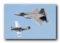 F-22A Raptor, 27th FS, USAF<br>P-51D Mustang <i>Little Horse</i>