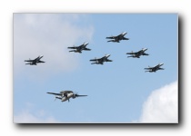 F/A-18F Super Hornets, VFA-11 <i>Red Rippers</i>, USN<br>F/A-18F Super Hornets, VFA-211 <i>Fighting Checkmates</i>, USN<br>F/A-18C Hornets, VFA-106 <i>Gladiators</i>, USN<br>E-2C Hawkeye, VAW-123 <i>Screwtops</i>, USN