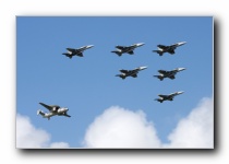 F/A-18F Super Hornets, VFA-11 <i>Red Rippers</i>, USN<br>F/A-18F Super Hornets, VFA-211 <i>Fighting Checkmates</i>, USN<br>F/A-18C Hornets, VFA-106 <i>Gladiators</i>, USN<br>E-2C Hawkeye, VAW-123 <i>Screwtops</i>, USN